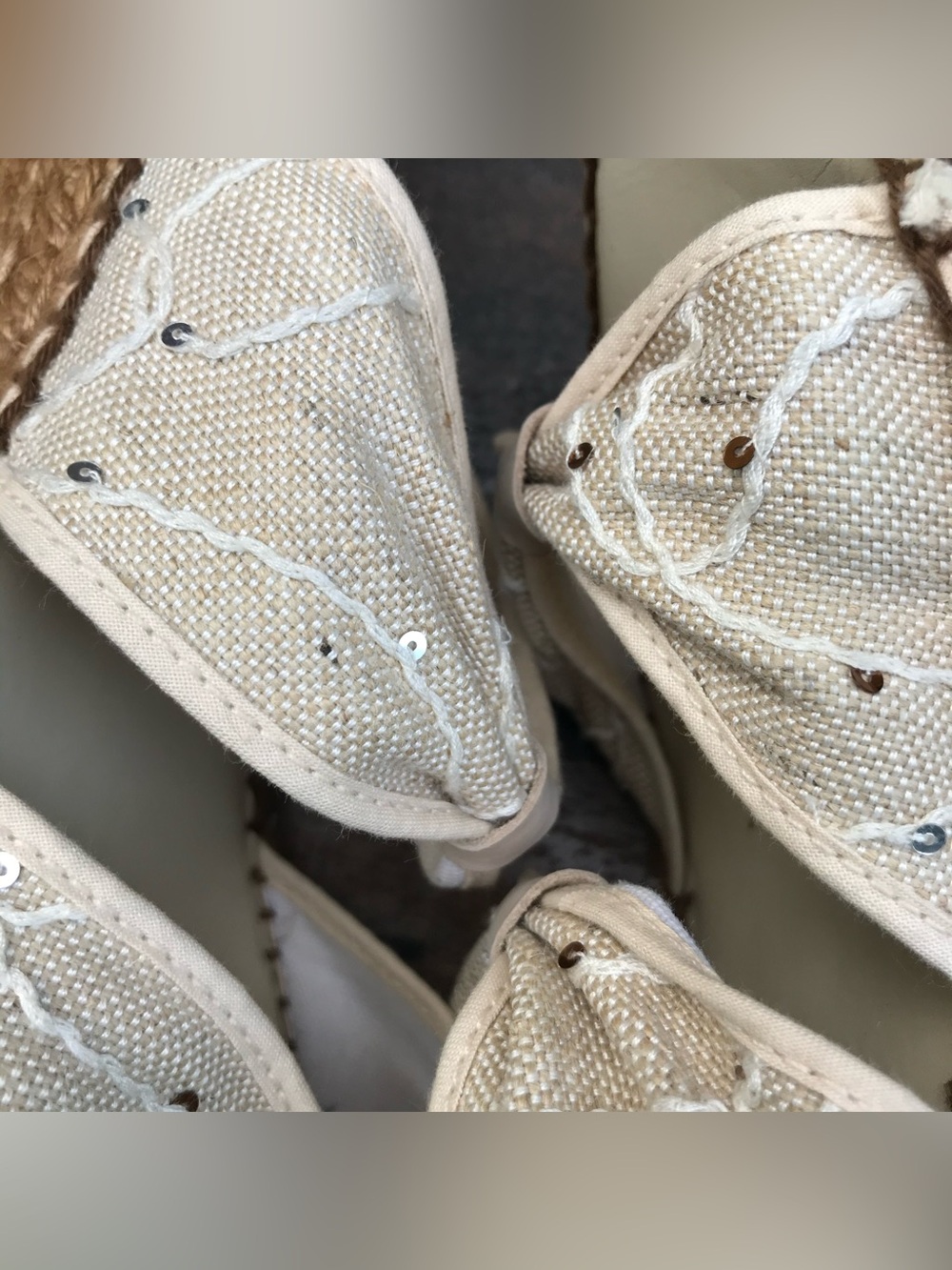 ANDRE ASSOUS Jute Espadrilles canvas wedge Beige Size 10 - Picture 13 of 16